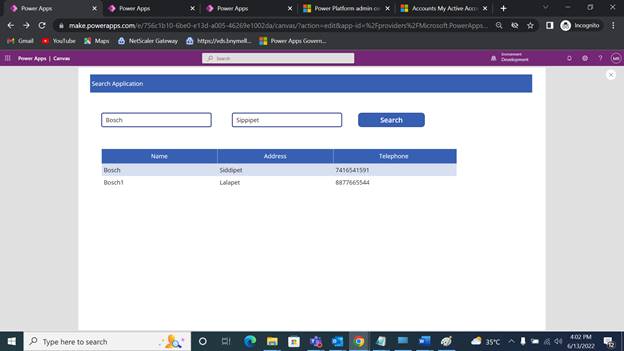 Search Application using power automate with canvas app